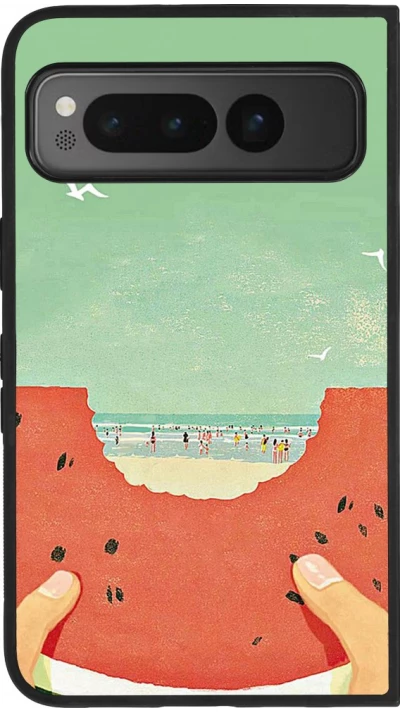 Google Pixel Fold Case Hülle - Silikon schwarz Views through a watermelon Summer 2026
