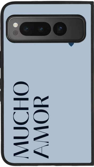 Google Pixel Fold Case Hülle - Silikon schwarz Valentine 2024 mucho amor azul