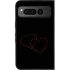 Coque Google Pixel Fold - Silicone rigide noir Valentine 2023 attached heart
