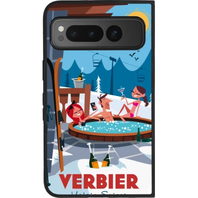 Google Pixel Fold Case Hülle - Silikon schwarz Verbier Mountain Jacuzzi
