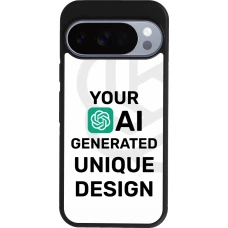 Coque Google Pixel 10 / Pixel 10 Pro - Silicone rigide noir Unique au monde générée par intelligence artificielle (AI) avec vos idées