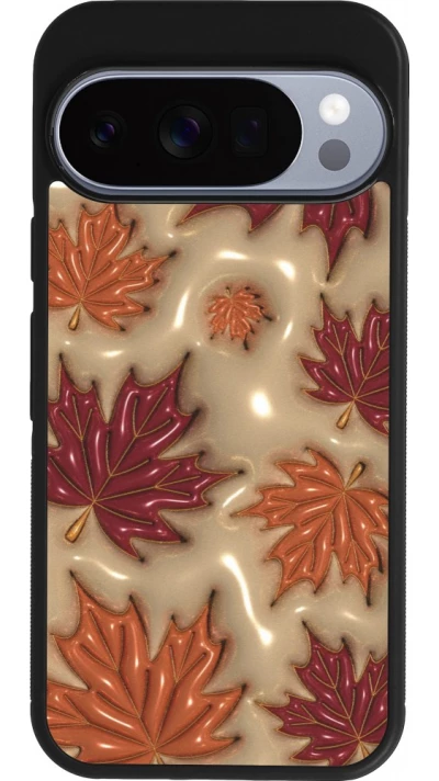 Coque Google Pixel 10 / Pixel 10 Pro - Silicone rigide noir Autumn 26 3D leaves