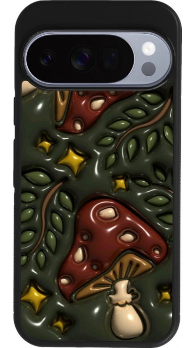 Coque Google Pixel 10 / Pixel 10 Pro - Silicone rigide noir Autumn 26 3D mushrooms