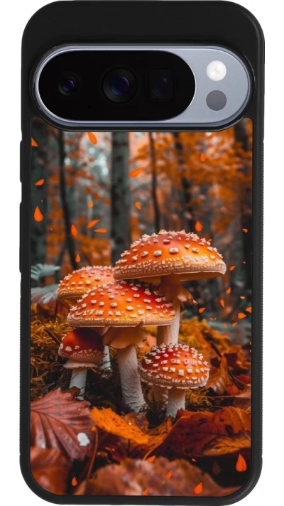 Coque Google Pixel 10 / Pixel 10 Pro - Silicone rigide noir Autumn 26 Mushrooms in the woods