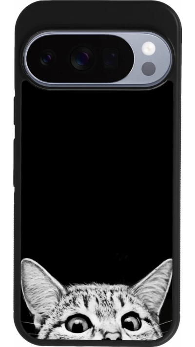 Google Pixel 10 / Pixel 10 Pro Case Hülle - Silikon schwarz Cat Looking Up Black