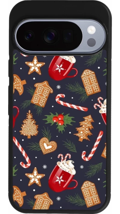 Google Pixel 10 / Pixel 10 Pro Case Hülle - Silikon schwarz Christmas 25 Pattern Gingerbread House