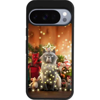 Google Pixel 10 / Pixel 10 Pro Case Hülle - Silikon schwarz Christmas 25 Xmas Cat