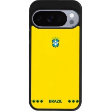 Google Pixel 10 / Pixel 10 Pro Case Hülle - Silikon schwarz Brasilien 2026 personalisierbares Fussballtrikot