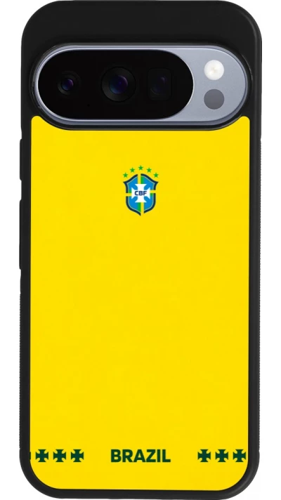Google Pixel 10 / Pixel 10 Pro Case Hülle - Silikon schwarz Brasilien 2026 personalisierbares Fussballtrikot