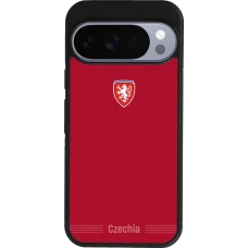 Coque Google Pixel 10 / Pixel 10 Pro - Silicone rigide noir Maillot de football Répuplique Tchèque 2026 personnalisable
