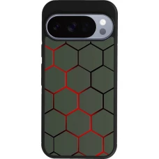 Google Pixel 10 / Pixel 10 Pro Case Hülle - Silikon schwarz Geometric Line red