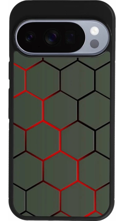 Google Pixel 10 / Pixel 10 Pro Case Hülle - Silikon schwarz Geometric Line red