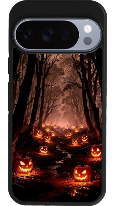 Google Pixel 10 / Pixel 10 Pro Case Hülle - Silikon schwarz Halloween 2025 Road of Terrifying Pumpkins