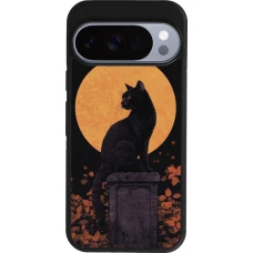 Google Pixel 10 / Pixel 10 Pro Case Hülle - Silikon schwarz Halloween 2026 Cat Art Nouveau