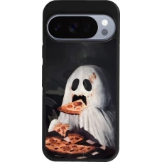 Google Pixel 10 / Pixel 10 Pro Case Hülle - Silikon schwarz Halloween 2026 Ghost eating pizza
