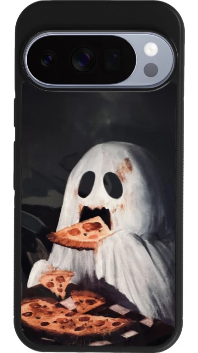 Google Pixel 10 / Pixel 10 Pro Case Hülle - Silikon schwarz Halloween 2026 Ghost eating pizza