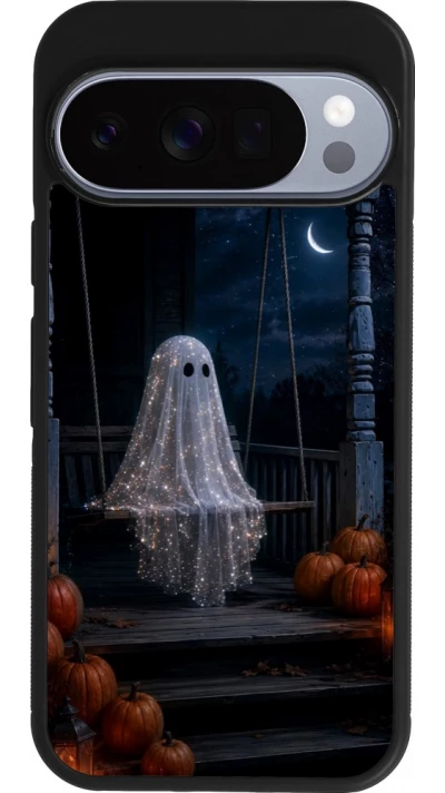 Google Pixel 10 / Pixel 10 Pro Case Hülle - Silikon schwarz Halloween 2026 Ghost on a swing