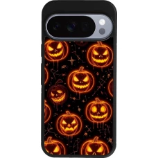 Google Pixel 10 / Pixel 10 Pro Case Hülle - Silikon schwarz Halloween 2026 Pattern Pumpkins