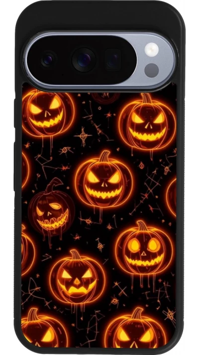 Google Pixel 10 / Pixel 10 Pro Case Hülle - Silikon schwarz Halloween 2026 Pattern Pumpkins