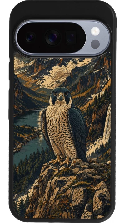 Coque Google Pixel 10 / Pixel 10 Pro - Silicone rigide noir Linocut Faucun pèlerin