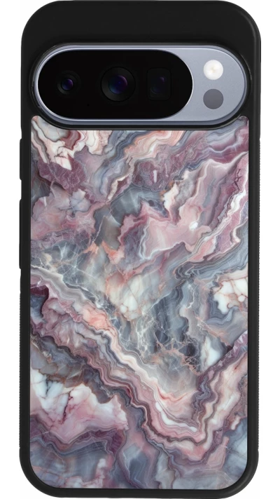 Google Pixel 10 / Pixel 10 Pro Case Hülle - Silikon schwarz Violetter silberner Marmor