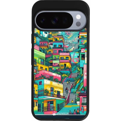Coque Google Pixel 10 / Pixel 10 Pro - Silicone rigide noir Medellin Comuna 13 Art