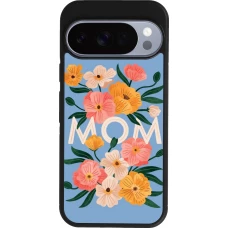 Google Pixel 10 / Pixel 10 Pro Case Hülle - Silikon schwarz Mom 2026 Flowers
