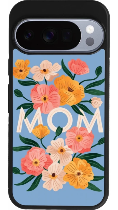 Google Pixel 10 / Pixel 10 Pro Case Hülle - Silikon schwarz Mom 2026 Flowers