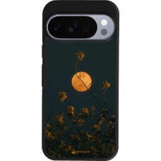 Google Pixel 10 / Pixel 10 Pro Case Hülle - Silikon schwarz Moon Flowers