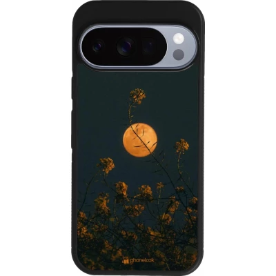 Google Pixel 10 / Pixel 10 Pro Case Hülle - Silikon schwarz Moon Flowers
