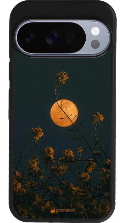 Google Pixel 10 / Pixel 10 Pro Case Hülle - Silikon schwarz Moon Flowers