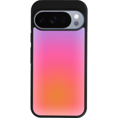 Coque Google Pixel 10 / Pixel 10 Pro - Silicone rigide noir Orange Pink Blue Gradient