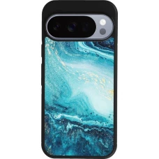 Coque Google Pixel 10 / Pixel 10 Pro - Silicone rigide noir Sea Foam Blue