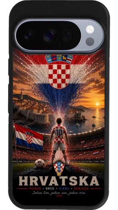 Google Pixel 10 / Pixel 10 Pro Case Hülle - Silikon schwarz Fussball Kroatien splash 2026