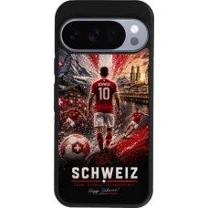 Google Pixel 10 / Pixel 10 Pro Case Hülle - Silikon schwarz Fussball Schweiz splash 2026