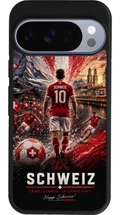 Google Pixel 10 / Pixel 10 Pro Case Hülle - Silikon schwarz Fussball Schweiz splash 2026