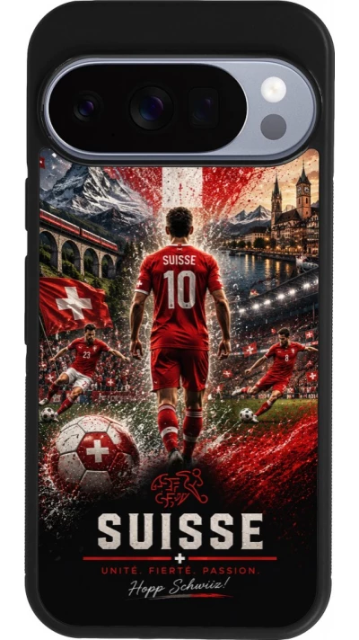 Google Pixel 10 / Pixel 10 Pro Case Hülle - Silikon schwarz Fussball Suisse splash 2026