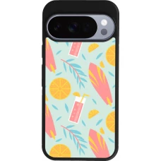 Coque Google Pixel 10 / Pixel 10 Pro - Silicone rigide noir Summer 2025 Pattern citron