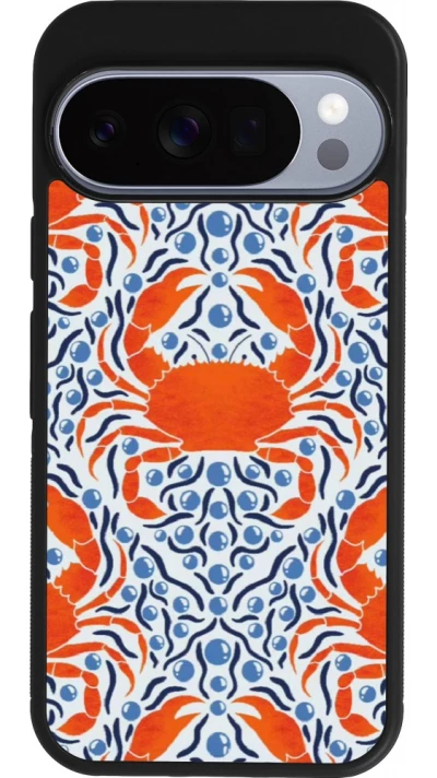 Google Pixel 10 / Pixel 10 Pro Case Hülle - Silikon schwarz Crabs and pearls Summer 2026