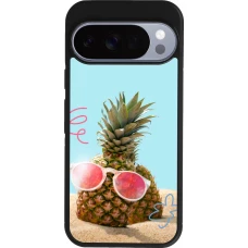 Google Pixel 10 / Pixel 10 Pro Case Hülle - Silikon schwarz Pineapple with glasses Summer 2026