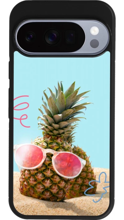 Google Pixel 10 / Pixel 10 Pro Case Hülle - Silikon schwarz Pineapple with glasses Summer 2026