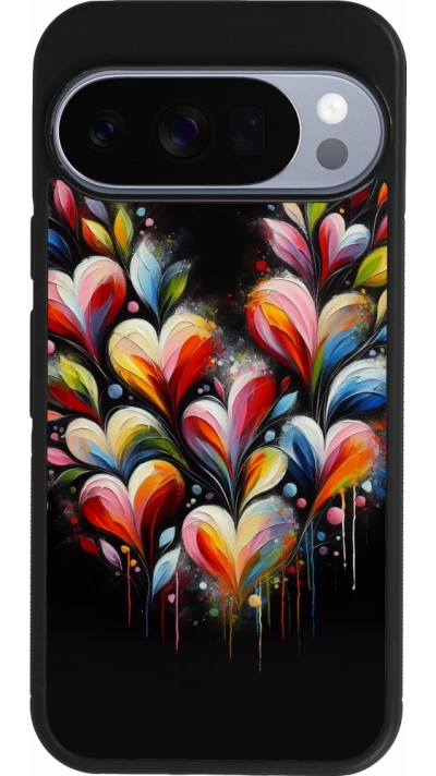 Google Pixel 10 / Pixel 10 Pro Case Hülle - Silikon schwarz Valentin 2024 Schwarzes Herz Abstrakt