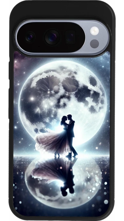 Google Pixel 10 / Pixel 10 Pro Case Hülle - Silikon schwarz Valentin 2024 Liebe unter dem Mond