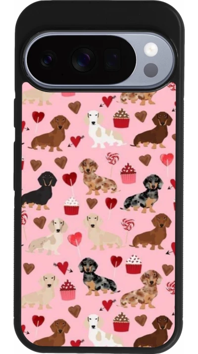 Google Pixel 10 / Pixel 10 Pro Case Hülle - Silikon schwarz Valentine 2024 puppy love