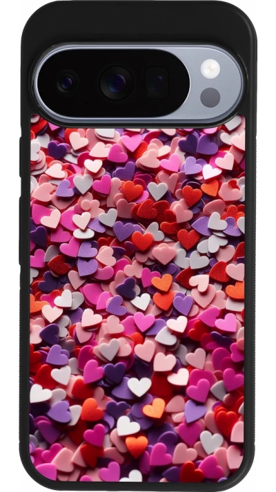 Google Pixel 10 / Pixel 10 Pro Case Hülle - Silikon schwarz Valentin 2025 Konfetti