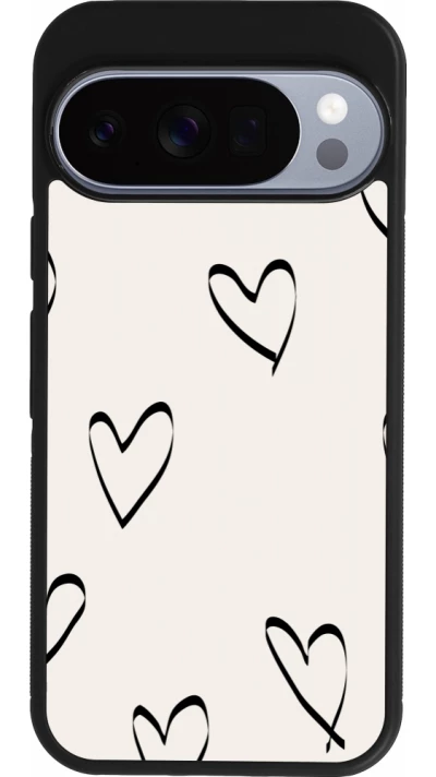 Google Pixel 10 / Pixel 10 Pro Case Hülle - Silikon schwarz Valentine 2023 minimalist hearts