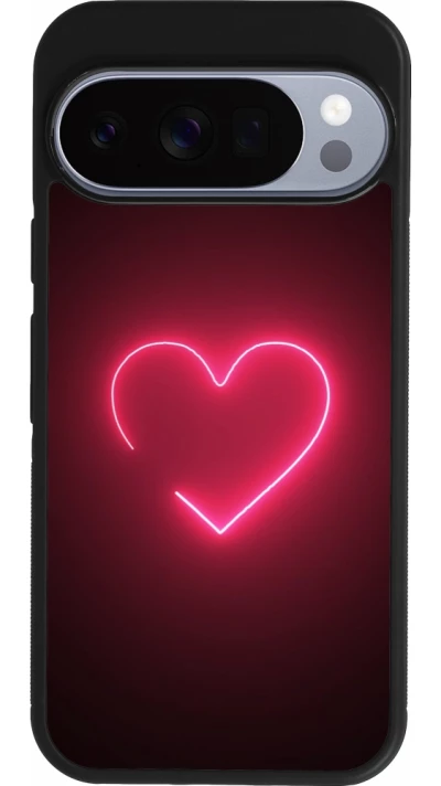 Google Pixel 10 / Pixel 10 Pro Case Hülle - Silikon schwarz Valentine 2023 single neon heart