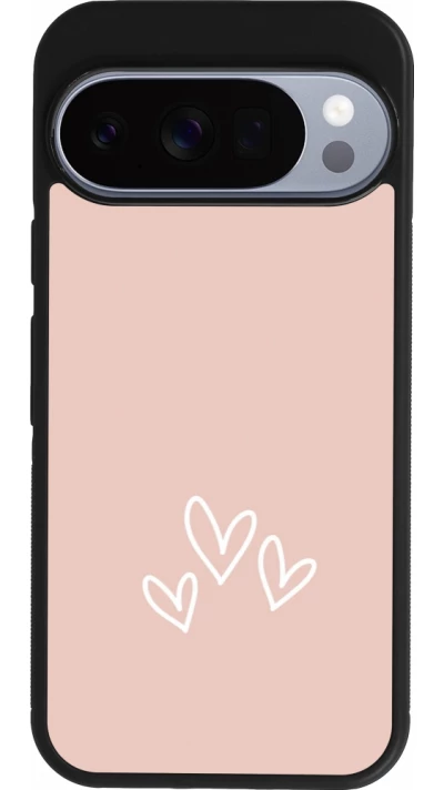 Google Pixel 10 / Pixel 10 Pro Case Hülle - Silikon schwarz Valentine 2023 three minimalist hearts