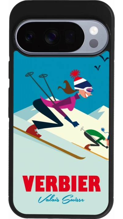 Google Pixel 10 / Pixel 10 Pro Case Hülle - Silikon schwarz Verbier Ski Downhill