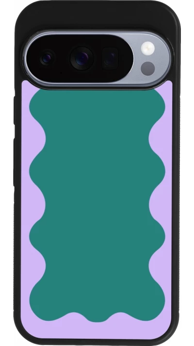 Google Pixel 10 / Pixel 10 Pro Case Hülle - Silikon schwarz Wavy Rectangle Green Purple